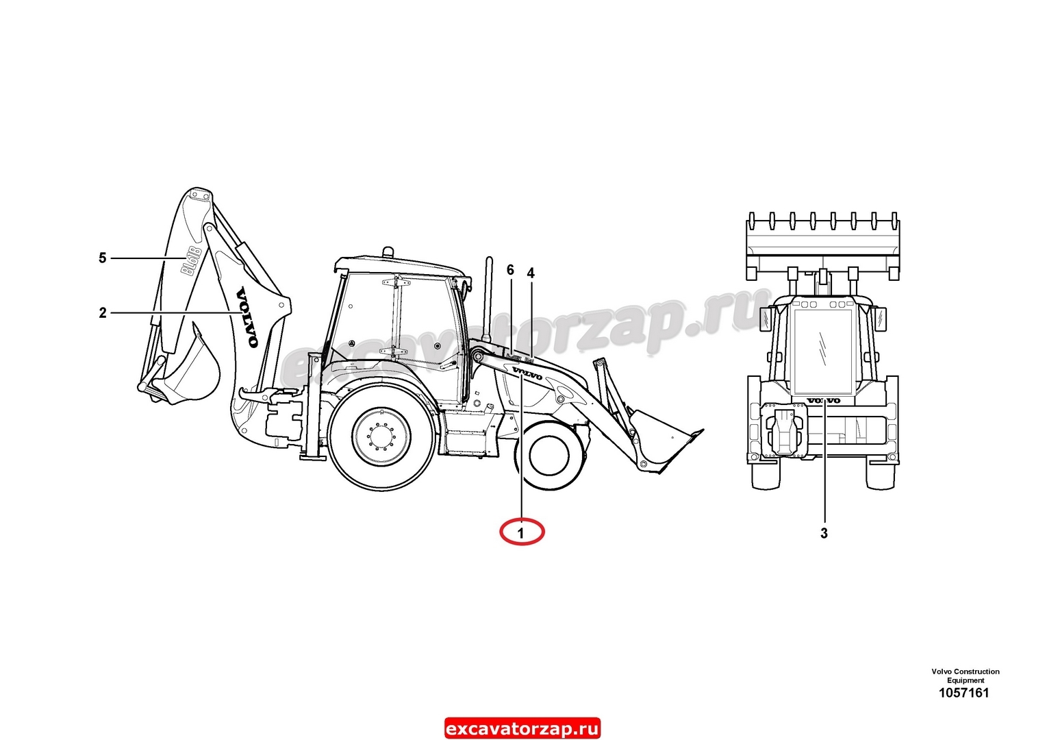 Наклейка VOE16201195 (на переднюю стрелу) экскаватора погрузчика Volvo BL61, BL71