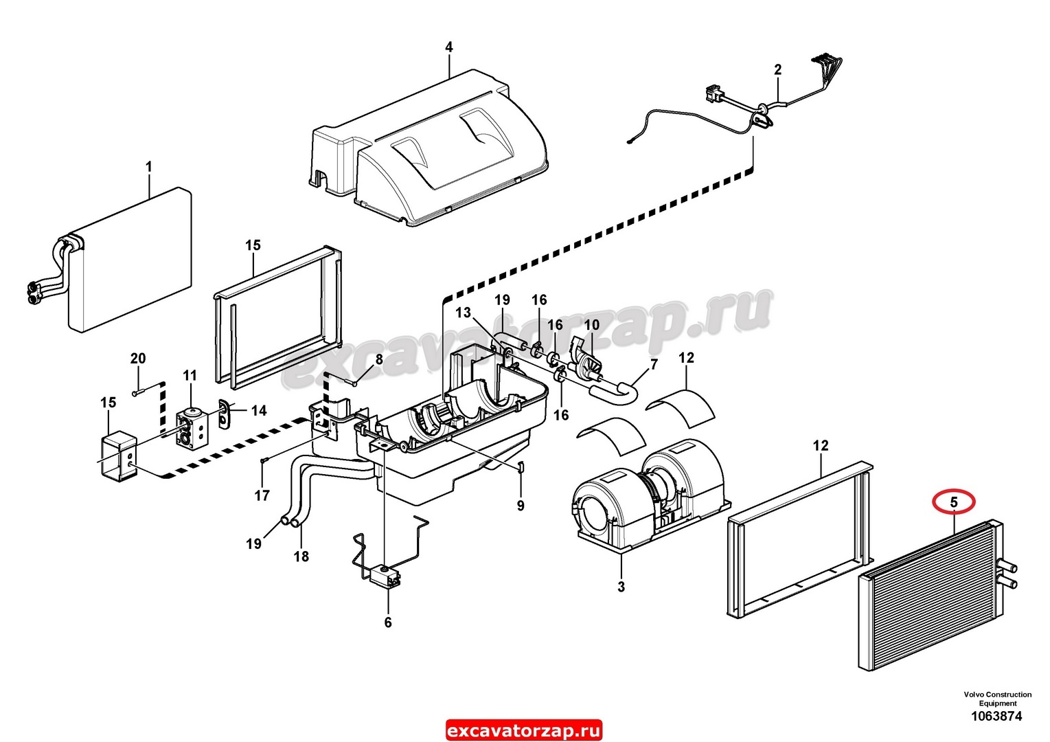 Купить радиатор печки (отопителя) voe17228562 экскаватора погрузчика volvo  bl61, bl71 за договорной рублей в городе Набережные Челны