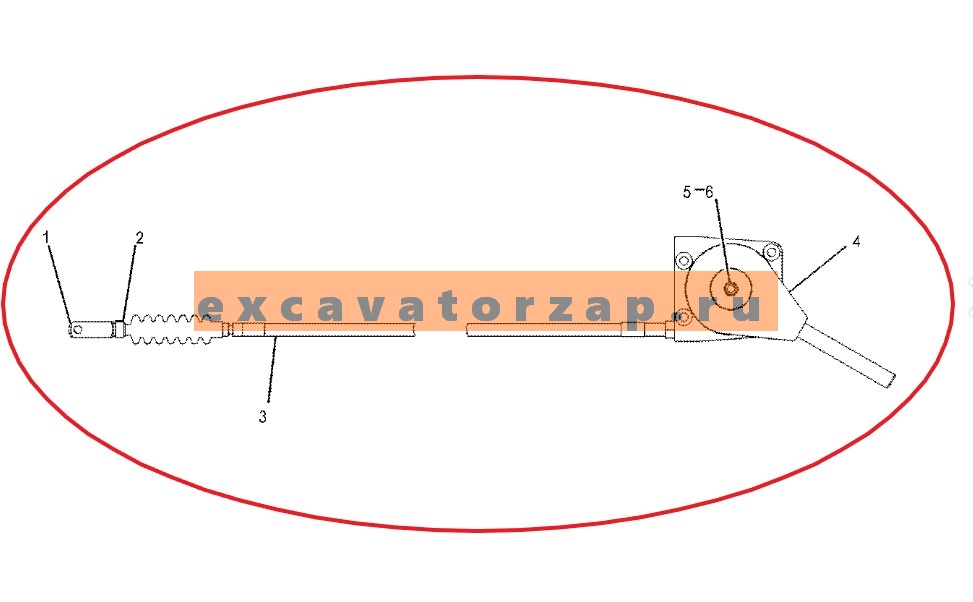 Трос газа 209-3367, 2093367 с ручкой (от педали в кабину) экскаватора погрузчика CAT 414E, 416E, 416F, 420E, 420F, 422E, 422F, 428E, 428F, 430E, 430F, 432E, 432F, 434E, 434F, 442E, 444E, 444F