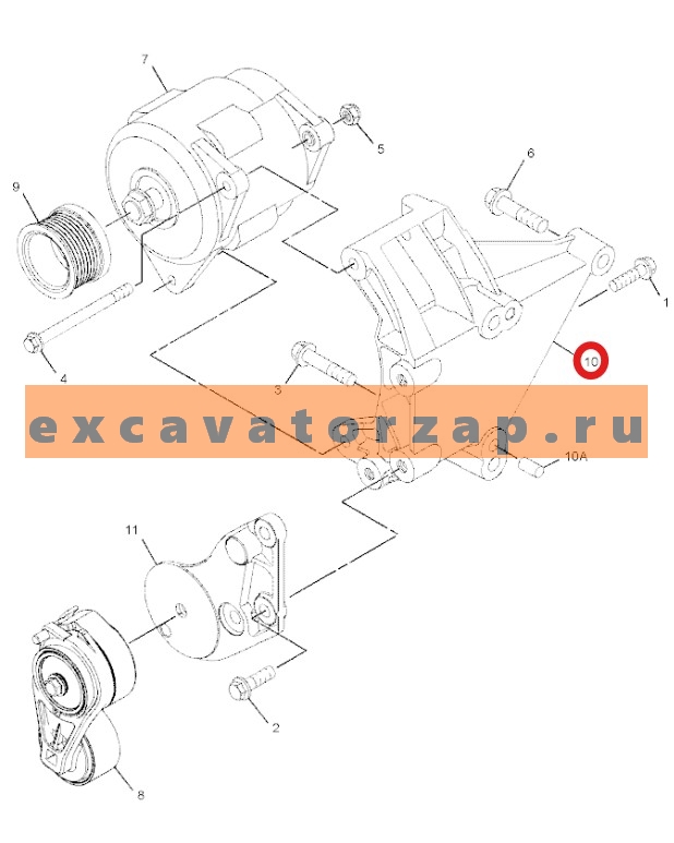 Кронштейн крепления генератора 305-7881, 3057881  двигателя экскаватора погрузчика CAT 428, CAT432, CAT434
