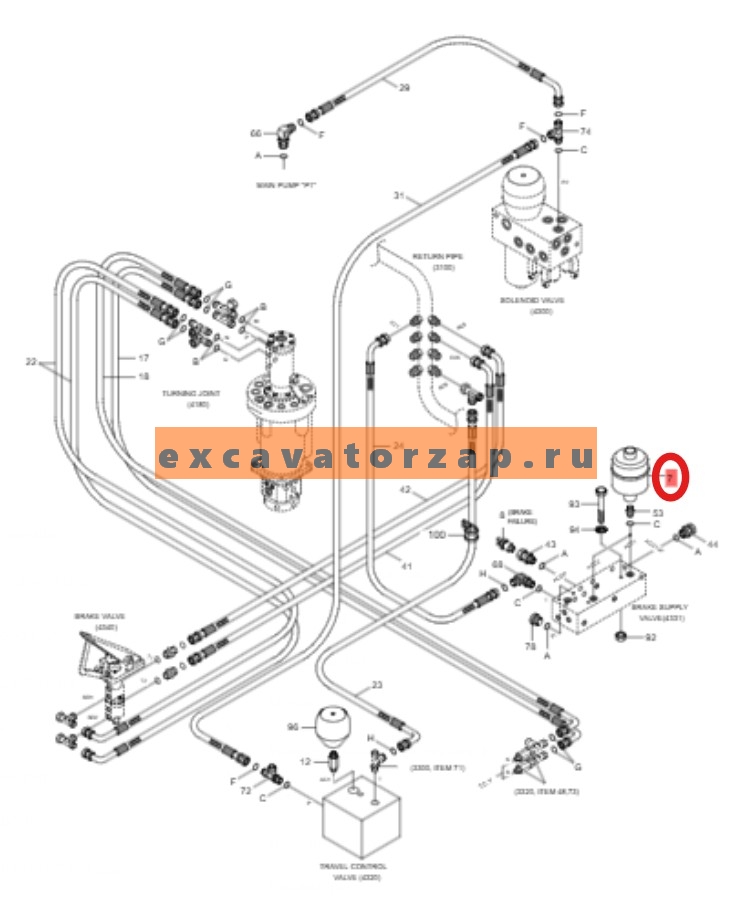 Пневмогидроаккумулятор 458-501-101-0 экскаватора HYUNDAI