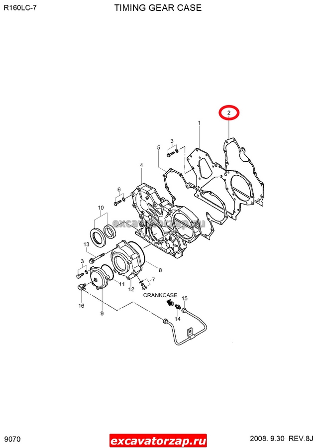 Прокладка передней крышки 32A07-04100 двигателя экскаватора Hyundai