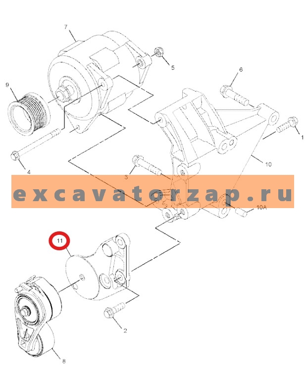 Кронштейн крепления натяжителя ремня 349-3261, 3493261 экскватора погрузчика CAT428E, CAT422E
