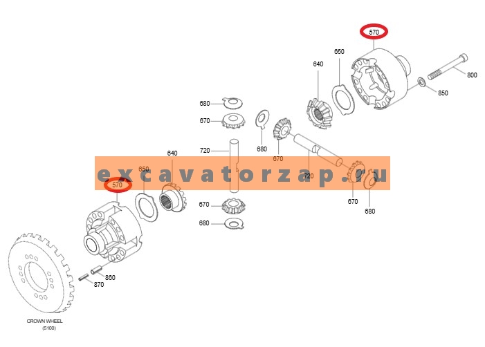 Корпус дифференциала ZGAQ-01202 (АНАЛОГ) переднего, заднего мостов экскаватора HYUNDAI R200W7, R200W7A, R210W-9