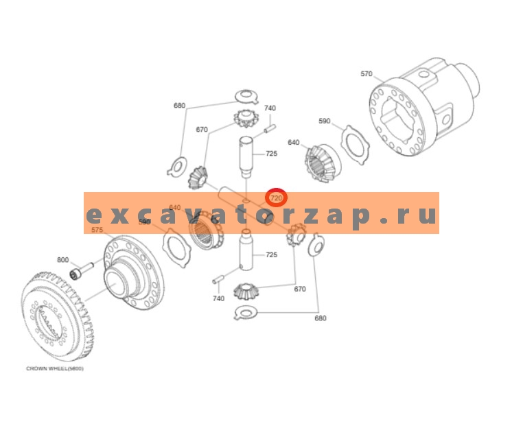 Ось дифференциала 331-1398, 3311398 (АНАЛОГ) переднего, заднего мостов экскаватора CAT M313D, M315D, M315D 2, M316D, M317D 2, M318C, M318D, M318D MH