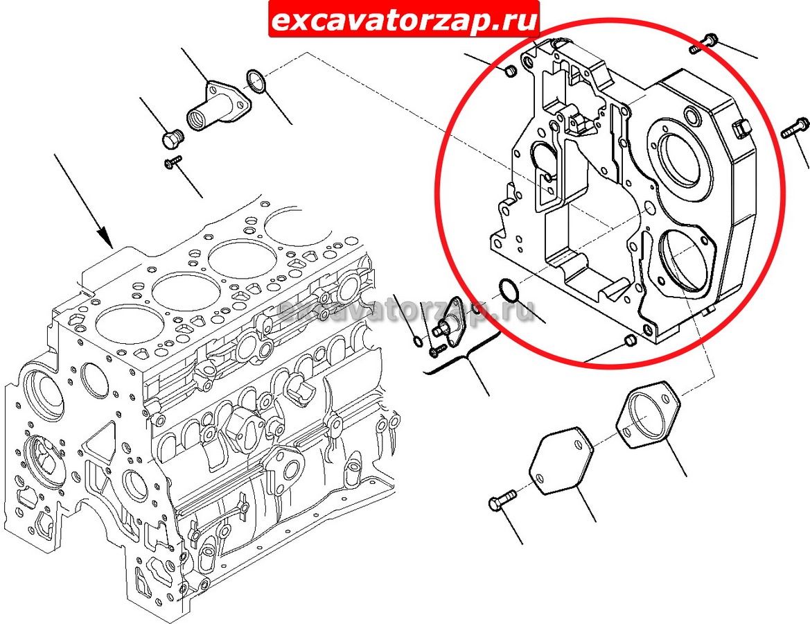 Корпус шестерен EA504056402 двигателя экскаватора погрузчика Komatsu WB93R ОРИГИНАЛ