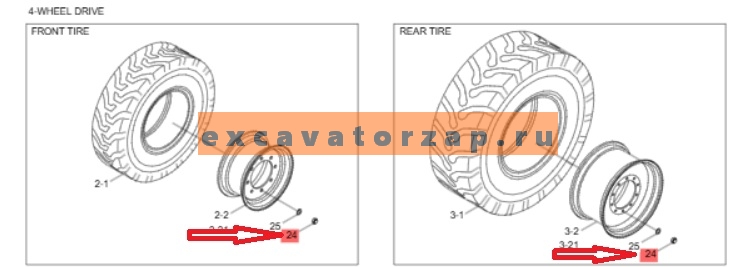 Гайка S206-221006 колесная экскаватора погрузчика HYUNDAI H940S