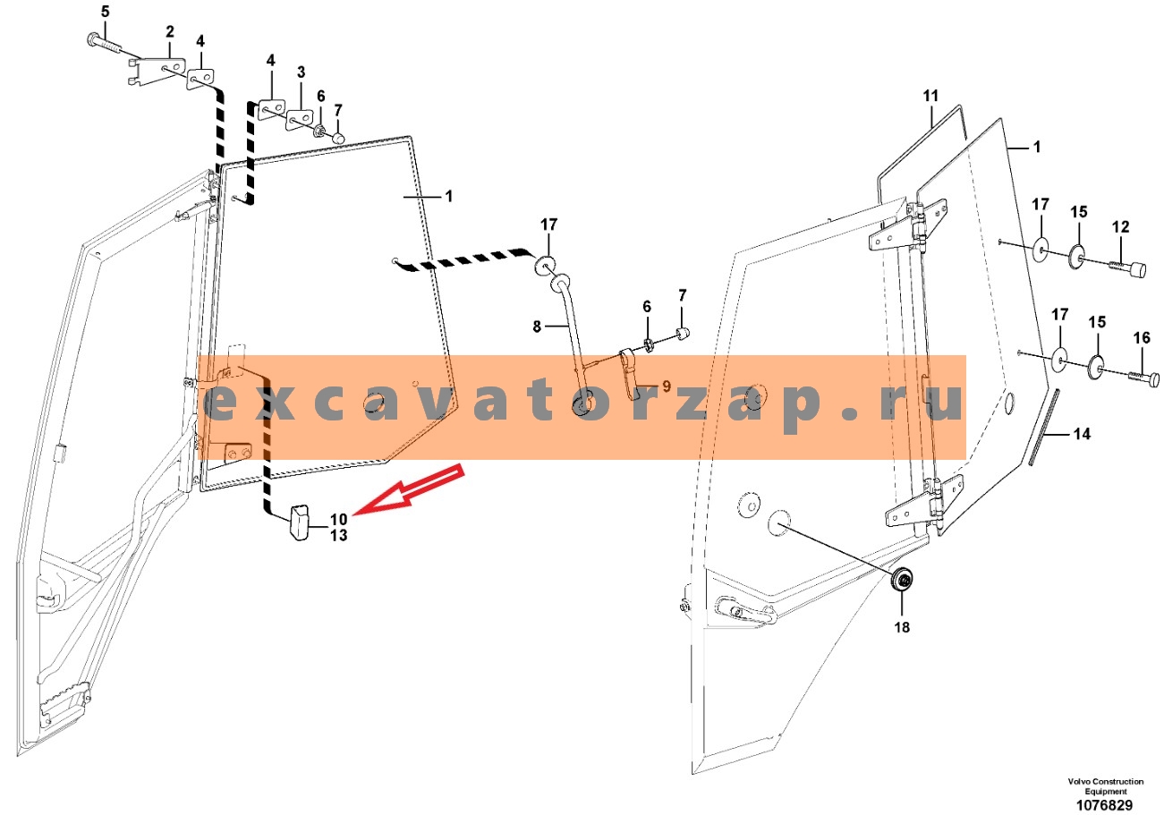 Заглушка VOE15192711 форточки экскаватора погрузчика Volvo BL61, BL71