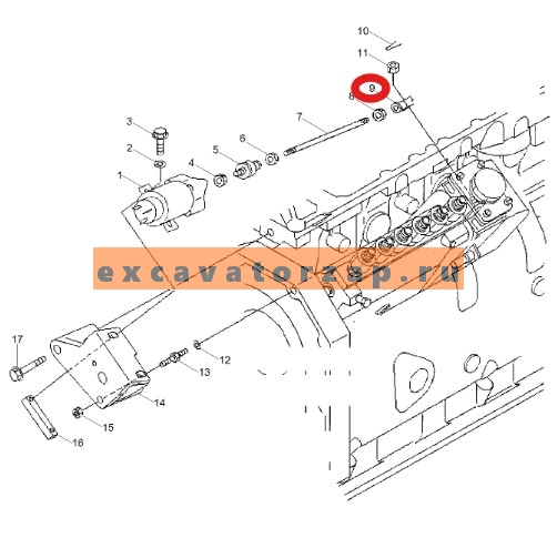 Наконечник XKDE-01077 (для соленоида 3864274, XJAF-00556) экскаватора HYUNDAI R210LC7, R210LC9BC, R210W9S, R260LC9S, RD220-7