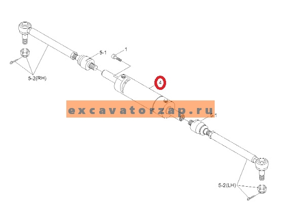 Гидроцилиндр 212.24.620.35, 2122462035 (АНАЛОГ) поворота колес переднего моста экскаватора HYUNDAI